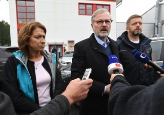 Premiér Petr Fiala (ODS) na návštěvě Jeseníku. Společně s ministrem vnitra Vítem Rakušanem (STAN) mluvil se starostkou města Zdeňkou Blišťanovou