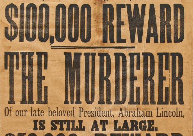 Plakát s odměnou za dopadení Lincolnova vraha se prodal za 3,5 milionu korun