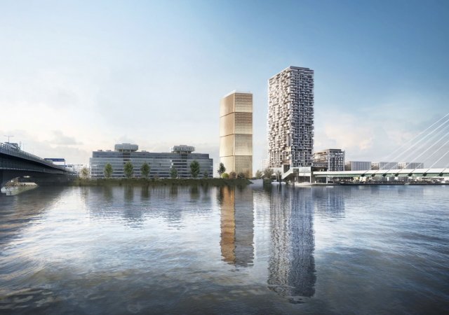 Vizualizace budovy ve Vídni, která bude se 113 metry nejvyšší dřevostavbou na světě
