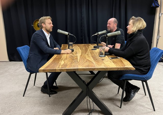 Natáčení podcastu s šéfem komerčním výstavby Penta Real Estate Pavlem Streblovem.