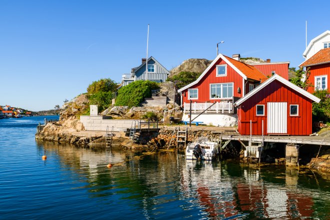 Tradiční dřevěné domy ve Švédsku