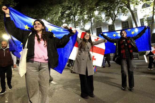 Protest v Tbilisi proti výsledkům voleb