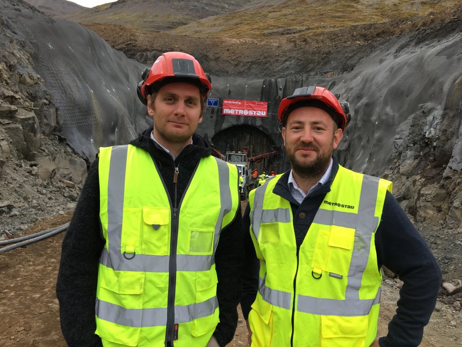 Ředitel společnosti Metrostav Norge Aleš Gothard a vedoucí islandského projektu Tomáš Prchal v roce 2017