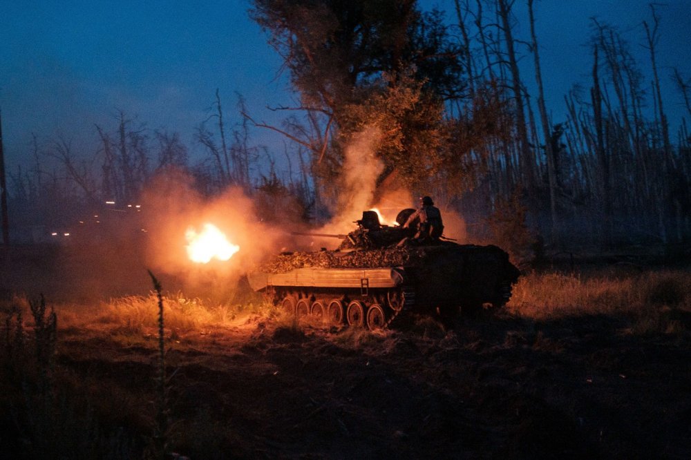 Ukrajinská armáda na frontové linii v charkovské oblasti