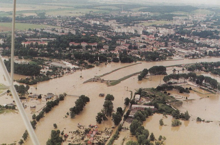 Povodně v červenci 1997 v Hranicích.