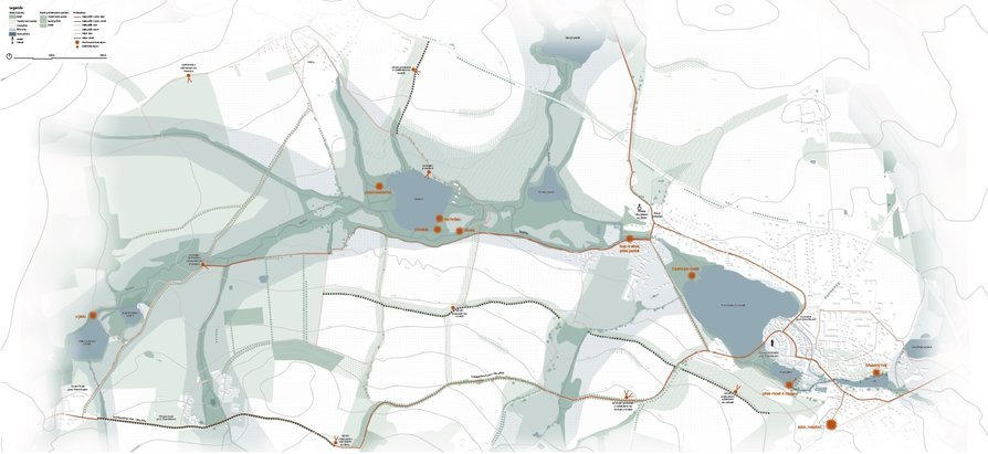 3. Cenu děkana za ateliérový projekt v kategorii krajinářská architektura získaly Lucie Flanderková a Jessica Kleistnerová z ateliéru Salzmann–Bečvářová za projekt Cesty Jakuba Jana Ryby v Rožmitále pod Třemšínem.