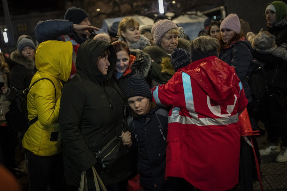 Uprchlíci na nádraží v Kyjevě v prvních dnech po zahájení invaze.