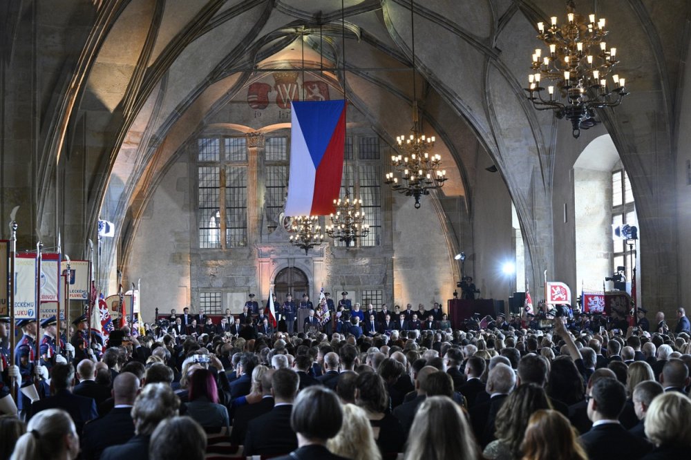 Inaugurace nově zvoleného prezidenta Petra Pavla, 9. března 2023, Pražský hrad. Celkový pohled do Vladislavského sálu.