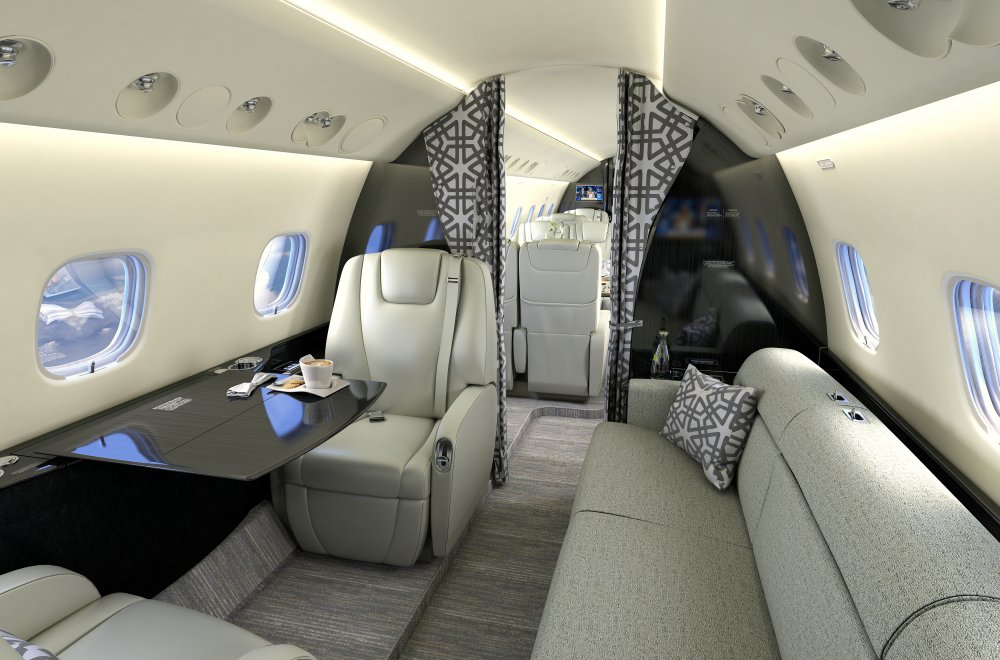 Interiér letadla Embraer Legacy 650