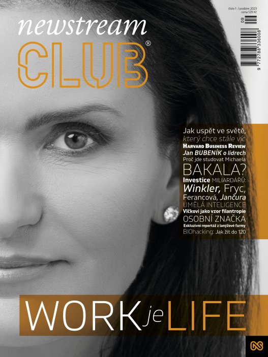 Obálka prvního čísla magazínu Newstream CLUB s Michaelou Bakala