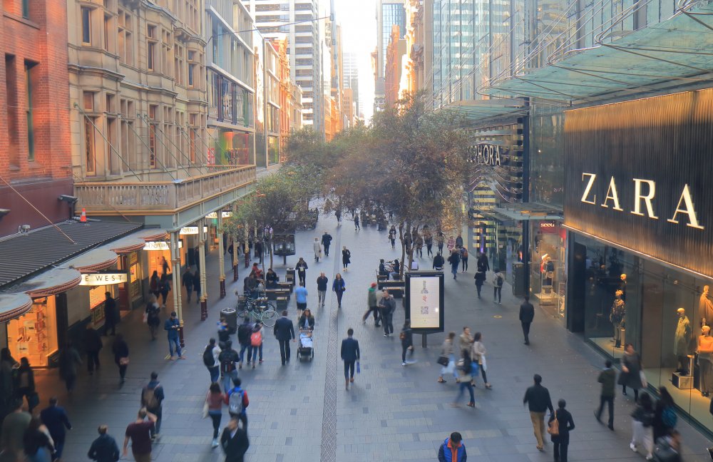 8. Pitt Street Mall v Sydney (7 612 eur za metr čtvereční)